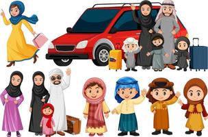 arabische mensen met rode auto vector