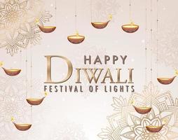 gelukkige diwali festival van lichten poster vector