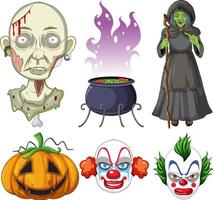 halloween-thema met zombie en heks vector