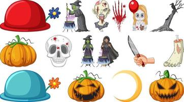 halloween set met enge monsters vector