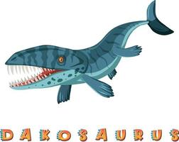 dinosaurus woordkaart voor dakosaurus vector