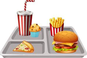 fast food maaltijd ingesteld op witte achtergrond vector
