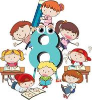 acht kinderen gehecht aan nummer acht vector