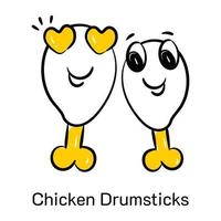 een goed ontworpen doodle icoon van kippendrumsticks vector