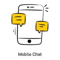 krijg dit mobiele chatpictogram in handen, met de hand getekende stijl vector