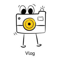 een modern icoon van vlog in schetsmatige stijl vector