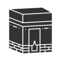 Kaaba glyph-pictogram. hadj. moslim heiligdom. silhouet symbool. negatieve ruimte. vector geïsoleerde illustratie