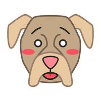 bokser schattig kawaii vector karakter. hond met verstilde snuit. gespoeld dier met open mond. verlegen huishondje. grappige emoji, sticker, emoticon. geïsoleerde cartoon kleur illustratie