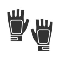 vingerloze gym handschoenen glyph icoon. silhouet symbool. negatieve ruimte. vector geïsoleerde illustratie