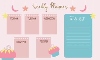 schattige weekplanner background.vector illustratie voor kind en baby vector