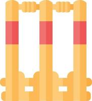 cricket stronken platte ontwerp lange schaduw kleur pictogram. cricket wicket. poort in het spel. drie verticale palen met beugels. sport speeltoestellen. buitensport activiteit. vector silhouet illustratie