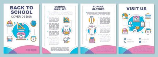 onderwijssysteem brochure sjabloon lay-out. terug naar school. flyer, boekje, folder printontwerp met lineaire illustraties. vectorpaginalay-outs voor tijdschriften, jaarverslagen, reclameposters vector