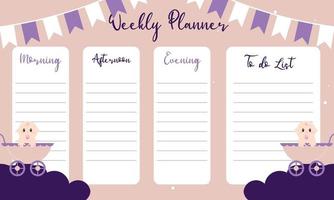 schattige weekplanner background.vector illustratie voor kind en baby vector