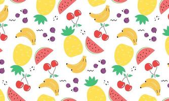 fruitverzameling in platte, handgetekende stijlillustraties vector