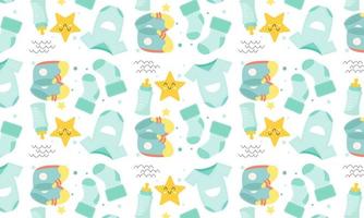 babyshowerpatroon voor babykamerdecoratie met schattige foto's vector