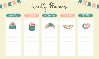 schattige weekplanner background.vector illustratie voor kind en baby vector