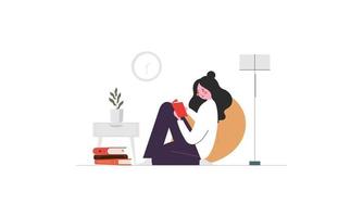 vrouw leest boek concept illustratie vector