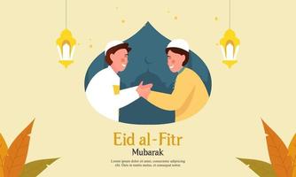 gelukkig eid mubarak, ramadan mubarak-groetconcept met illustratie van het mensenkarakter vector