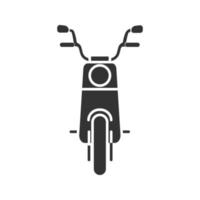 scooter in vooraanzicht glyph-pictogram. silhouet symbool. motor. negatieve ruimte. vector geïsoleerde illustratie