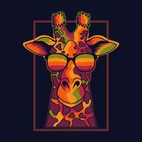 giraf kleurrijk draagt een bril vectorillustratie vector