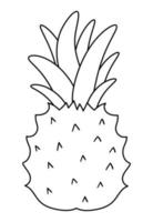 vector ananas overzicht. grappige tropische exotisch fruit zwart-wit afbeelding. leuke kleurplaat voor kinderen. jungle zomer illustraties