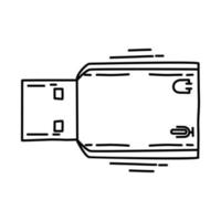 pictogram externe geluidskaart. doodle hand getrokken of schets pictogramstijl. vector