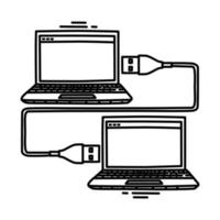 computer verbindingspictogram. doodle hand getrokken of schets pictogramstijl. vector