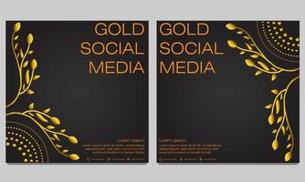 gouden bloemen social media postsjabloon vector