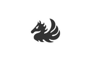 vuurvlam stammen paard hengst drakenvleugels voor vikingschip logo ontwerp vector