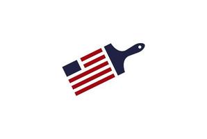 eenvoudige minimalistische Amerikaanse vlag met penseelverf logo-ontwerpvector vector