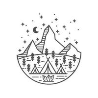 camping monoline logo vector