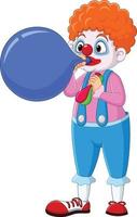 cartoon clown blaast grote ballon vector