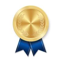 gouden award sportmedaille voor winnaars met blauw lint vector