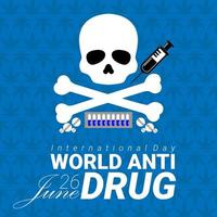 wenskaartontwerp voor wereld anti-drugsdag vector