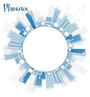 schets de skyline van Phoenix met blauwe gebouwen en kopieer ruimte. vector