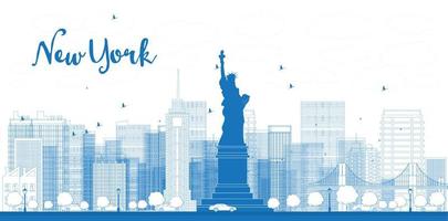 schets de skyline van new york met wolkenkrabbers. vector