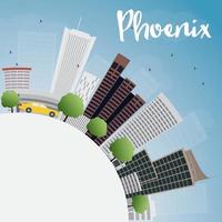 Phoenix skyline met grijze gebouwen, blauwe lucht en kopieer ruimte. vector