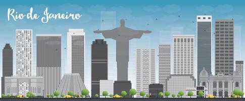 rio de janeiro skyline met grijze gebouwen en blauwe lucht. vector