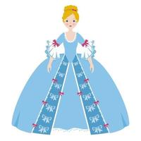 prinses in blauwe jurken op witte achtergrond vector
