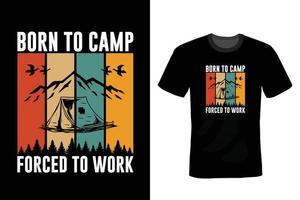 camping t-shirt ontwerp, vintage, typografie vector