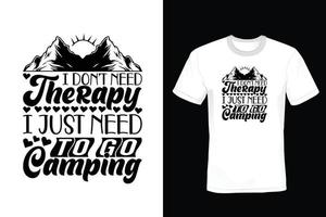 camping t-shirt ontwerp, vintage, typografie vector