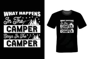 camping t-shirt ontwerp, vintage, typografie vector