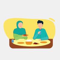 ramadhan familie ifthar ontbijt illustratie vector
