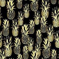 naadloos patroon met gouden ananas tropisch fruit vector