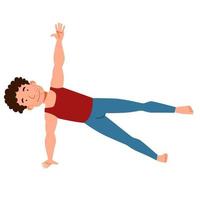 man die yoga doet. slanke man in pose op een witte achtergrond. vector