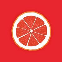 vector verse rijpe ronde schijfje grapefruit fruit. gezond eten. kleurrijke citrus rode achtergrond