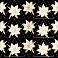 leliebloem in driehoeksvorm. mooie lijn kunstuitnodiging met gouden luxe voor decoratief design. vintage, retro-design. naadloze abstracte geometrische patroon. abstracte elegante achtergrond. vector