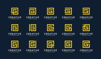 set letter g-logo in vierkante stijl vector