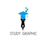 sjabloon logo hoed afstuderen en penseel ontwerp afbeelding vector