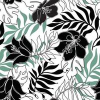 naadloze bloemmotief. bloemen met bladeren decoratieve textuur. bloeien natuur zomertuin getextureerde achtergrond vector